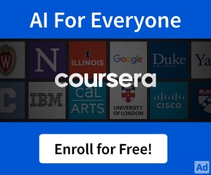Collage of online course logos from various universities and companies on Coursera's advertisement with call to action 'Enroll for Free'.