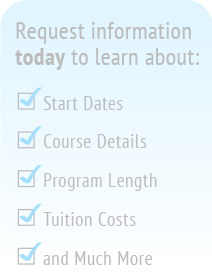 Educational brochure snippet highlighting start dates, course details, program length, tuition costs, and additional information.