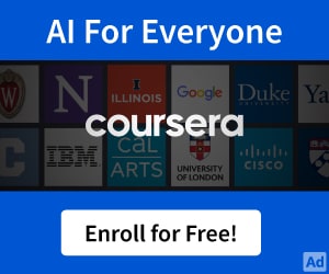 Courseratile ad for free AI courses.