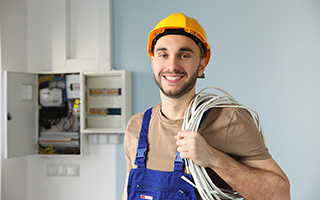 electrician working in a residence