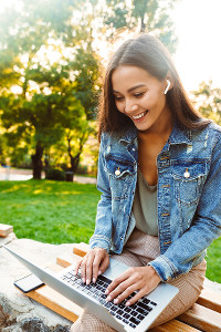 young woman with computer keyboard