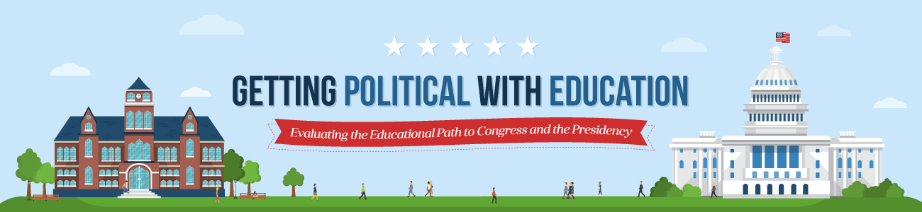 Illustration depicting educational buildings and political structures.