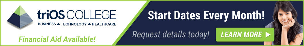 TriOS College banner featuring logo - learn more button